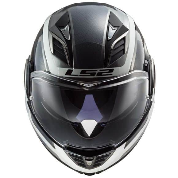 Casque de moto LS2 FF900 Valiant II - Orbit de couleur gris noir mat en mentonière fermé de face Casque de moto LS2 FF900 Valiant II - Orbit de couleur gris noir mat en mentonière fermé de face