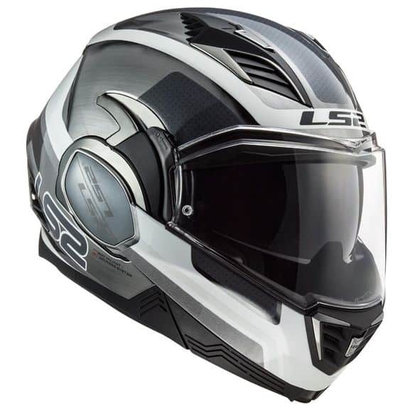 Casque de moto LS2 FF900 Valiant II - Orbit de couleur gris noir mat en mentonière fermé de profil droite Casque de moto LS2 FF900 Valiant II - Orbit de couleur gris noir mat en mentonière fermé de profil droite