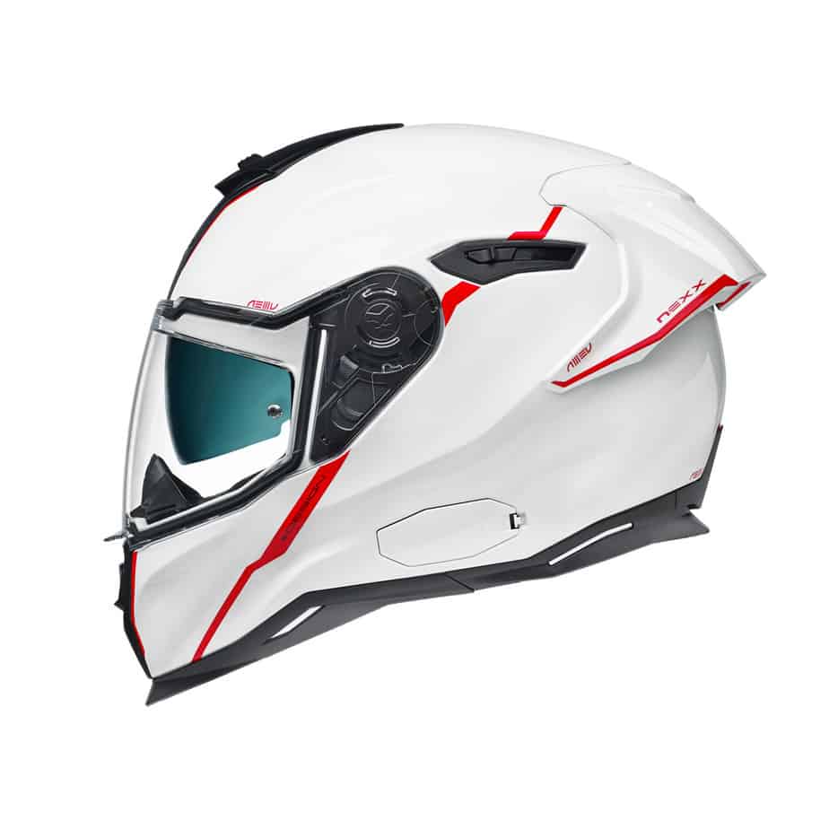 Casque de moto Nexx SX.100R blanc vue de dos Casque de moto Nexx SX.100R blanc vue de dos