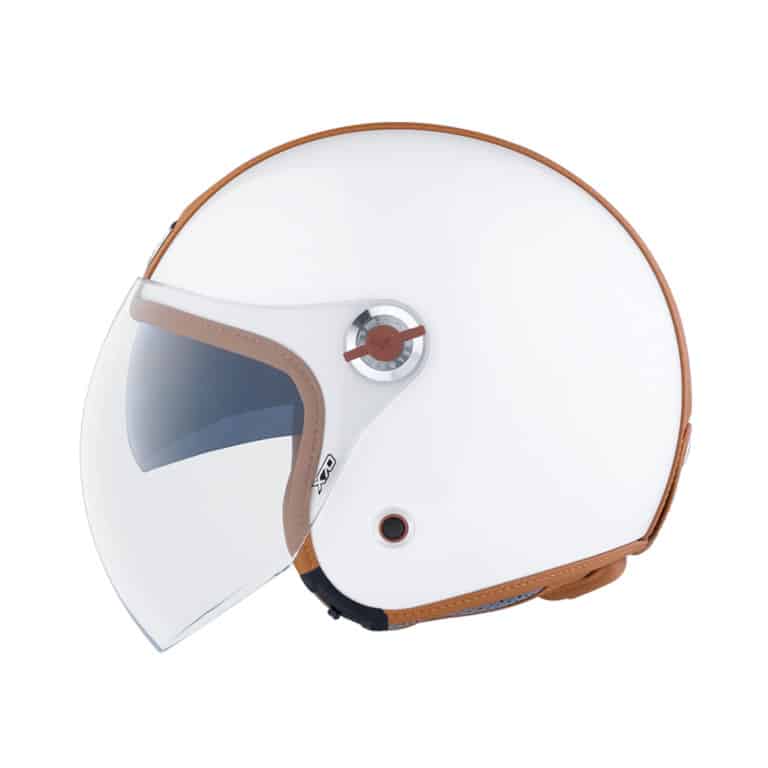 Casque de moto Nexx X.70 blanc-marron vue de profil gauche Casque de moto Nexx X.70 blanc-marron vue de profil gauche