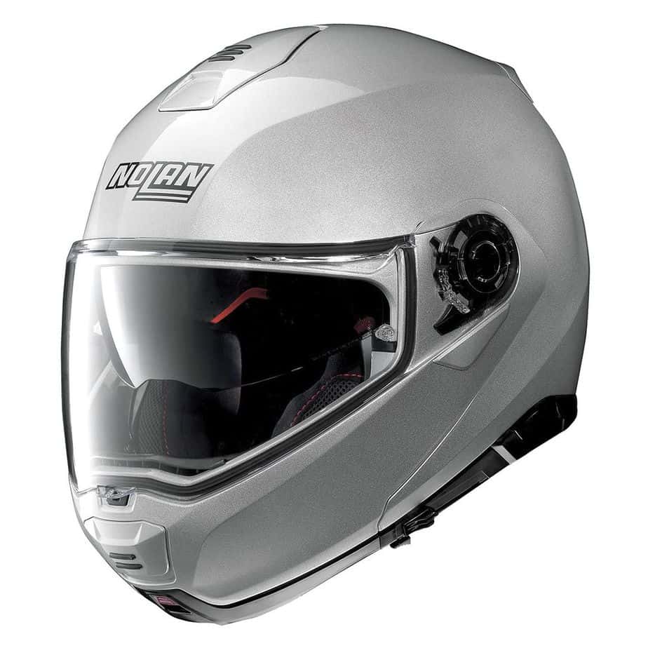 Casque de moto Nolan N100.5 gris clair vue de profil gauche Casque de moto Nolan N100.5 gris clair vue de profil gauche