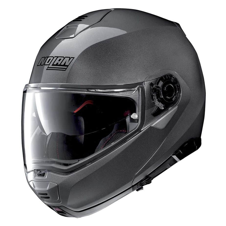 Casque de moto Nolan N100.5 gris foncé vue de profil gauche Casque de moto Nolan N100.5 gris foncé vue de profil gauche