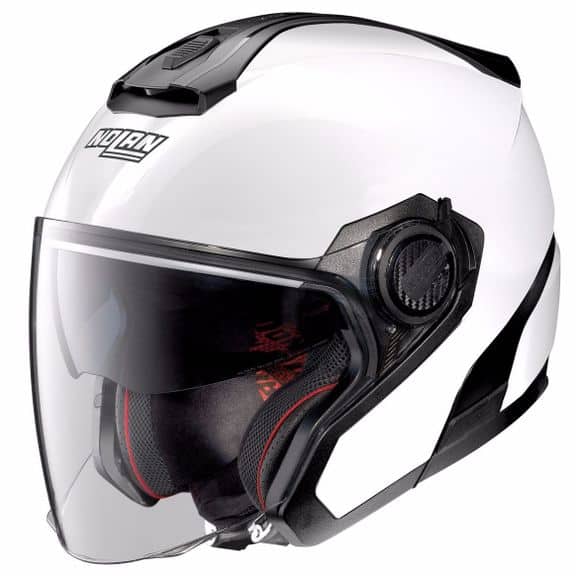 Casque de moto Nolan N40.5 blanc-noir vue de profil gauche Casque de moto Nolan N40.5 blanc-noir vue de profil gauche