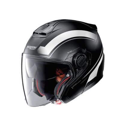 Casque de moto Nolan N40.5 noir-blanc vue de profil gauche Casque de moto Nolan N40.5 noir-blanc vue de profil gauche